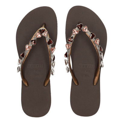 Heart Bronze Damen Flip Flops Coffee