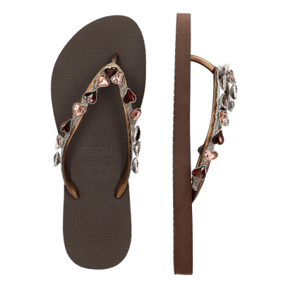 Heart Bronze Damen Flip Flops Coffee