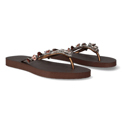 Heart Bronze Damen Flip Flops Coffee