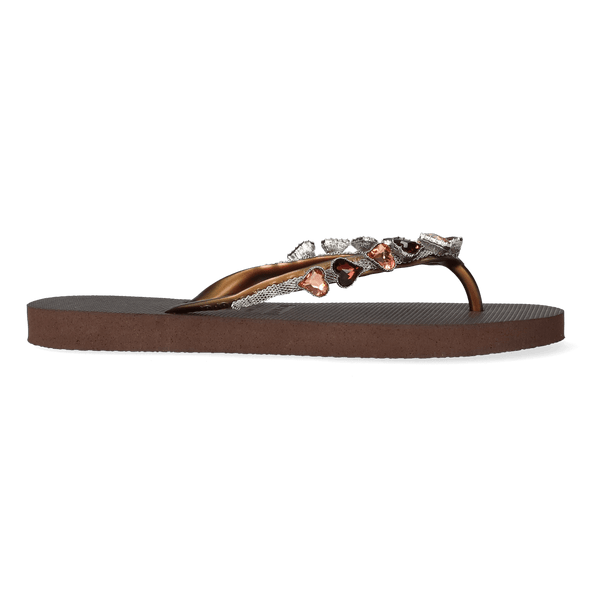 Heart Bronze Damen Flip Flops Taupe