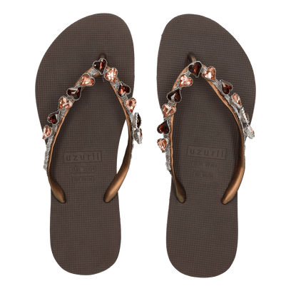 Heart Bronze Damen Flip Flops Taupe