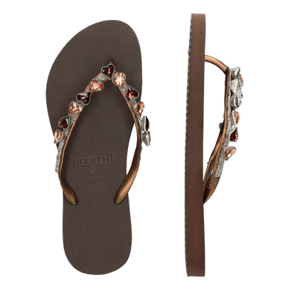Heart Bronze Damen Flip Flops Taupe