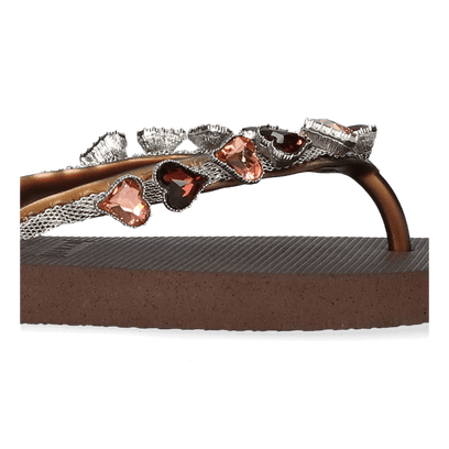 Heart Bronze Damen Flip Flops Taupe