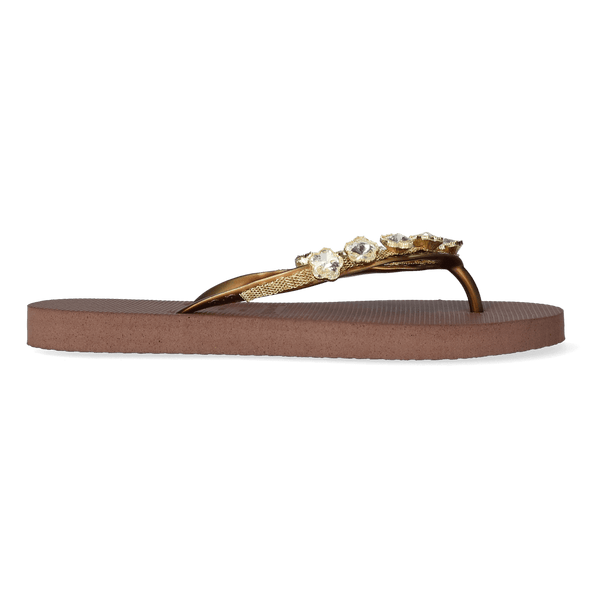 Crystal Flower Damen Flip Flops Taupe