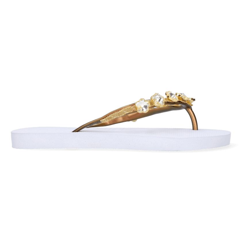 Crystal Flower Damen Flip Flops White