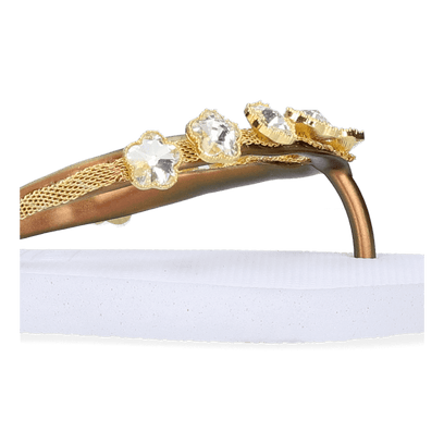 Crystal Flower Damen Flip Flops White