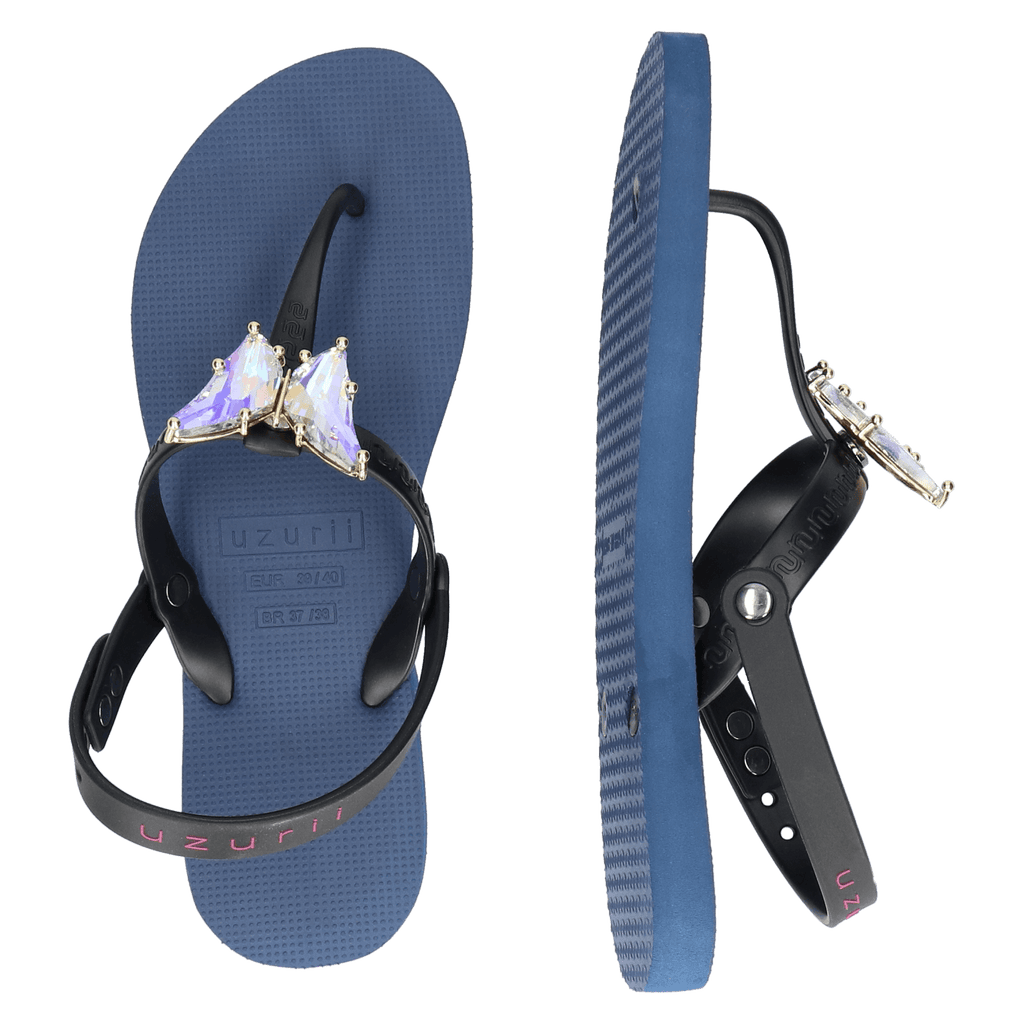 Selena Butterfly Chrystal Damen Sandalen Navy