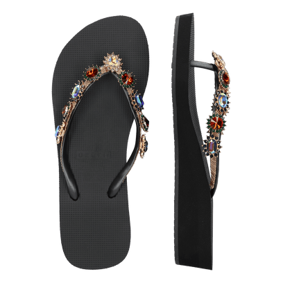 Monroe Mid Heel Damen Flip Flops Black