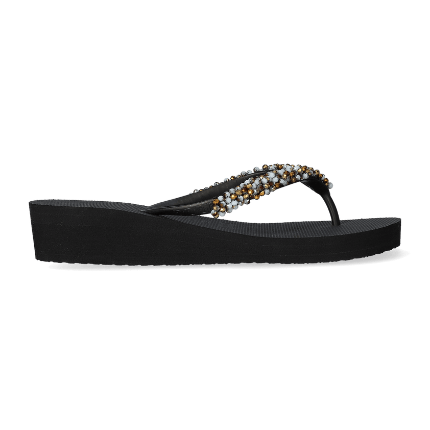 Classic Aby Gold Mid Heel Damen Flip Flops Black