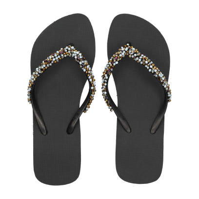 Classic Aby Gold Mid Heel Damen Flip Flops Black