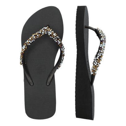 Classic Aby Gold Mid Heel Damen Flip Flops Black