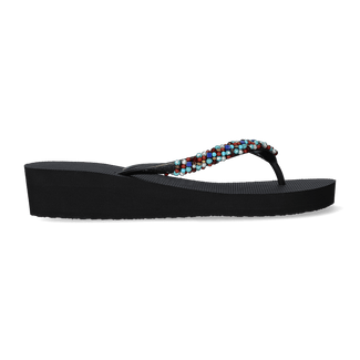 Classic Aby Blue Mid Heel Damen Flip Flops Black
