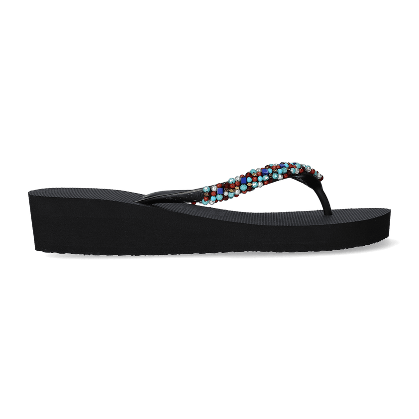 Classic Aby Blue Mid Heel Damen Flip Flops Black