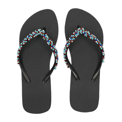 Classic Aby Blue Mid Heel Damen Flip Flops Black