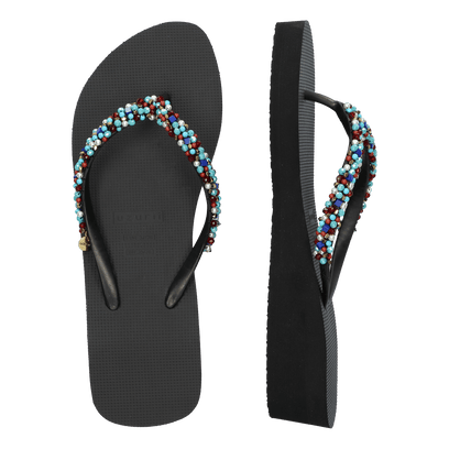 Classic Aby Blue Mid Heel Damen Flip Flops Black