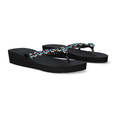 Classic Aby Blue Mid Heel Damen Flip Flops Black