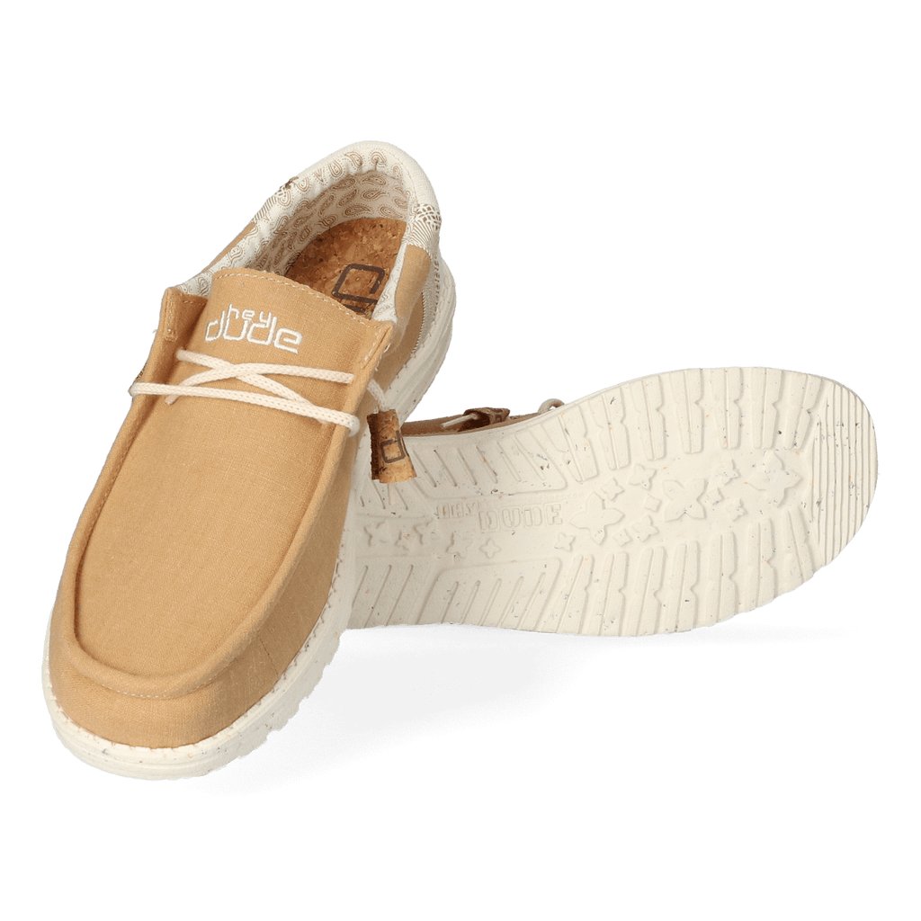 Wally Linen Natural Herren Halbschuhe Ocra