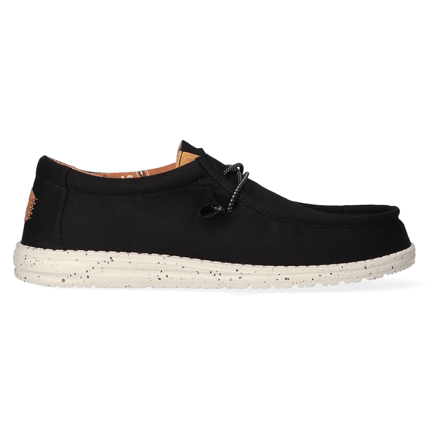 Wally Washed Canvas Herren Halbschuhe Black