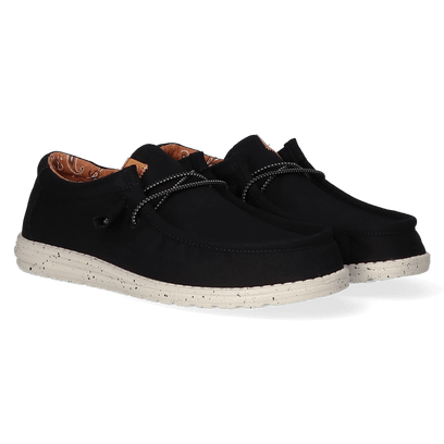 Wally Washed Canvas Herren Halbschuhe Black