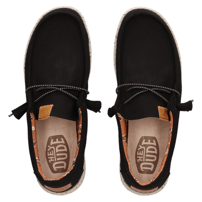 Wally Washed Canvas Herren Halbschuhe Black