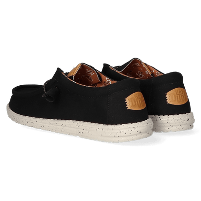 Wally Washed Canvas Herren Halbschuhe Black