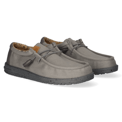 Wally Washed Canvas Herren Halbschuhe Charcoal