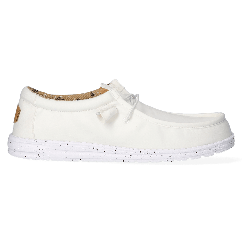 Wally Washed Canvas Herren Halbschuhe White