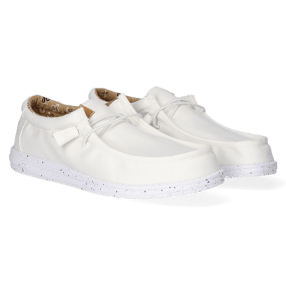 Wally Washed Canvas Herren Halbschuhe White