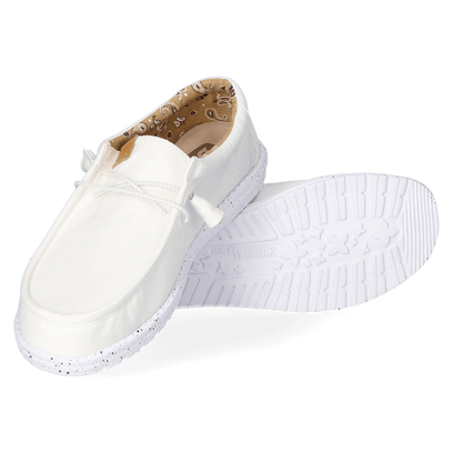 Wally Washed Canvas Herren Halbschuhe White