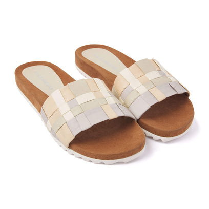 Damen Pantoletten 33.504 Beige Multi