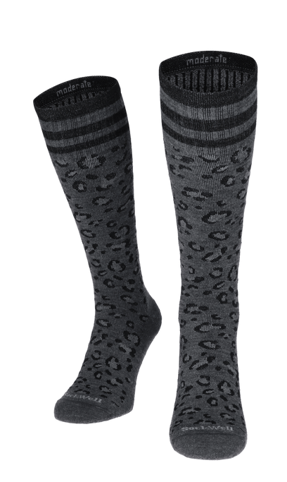 Leopard Damen Kompressionsstrümpfe 15-20 mmHg Charcoal