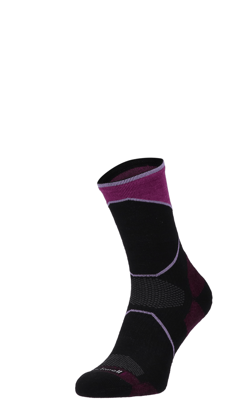 Ascend Crew Damen Wandersocken 15-20 mmHg Black