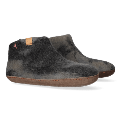 Mula Lungta Wollfilz-Hausschuhe Black/Grey