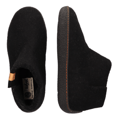 Rabara Wollfilz-Pantoffel Black